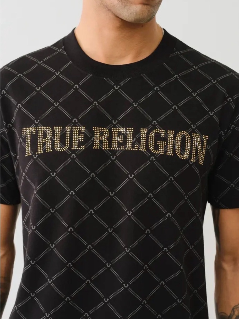 True Religion Black Tee with Gold Stud Logo